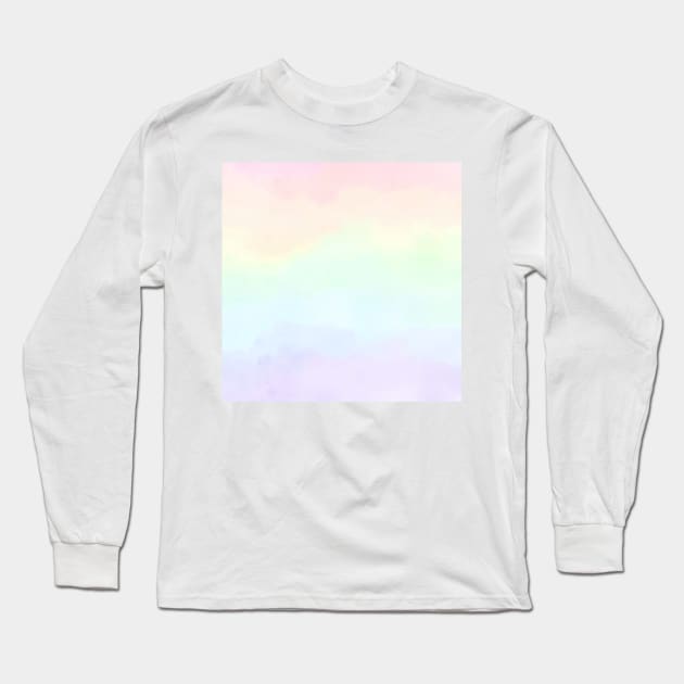 Rainbow Pastel Watercolor Gradient Long Sleeve T-Shirt by PanyaCreative